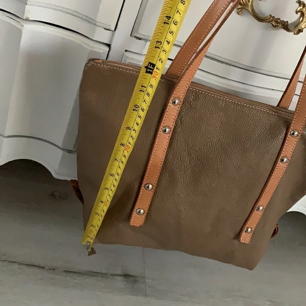 I Medici Firenze leather two‎ tones camel tote bag logo bohemian work
